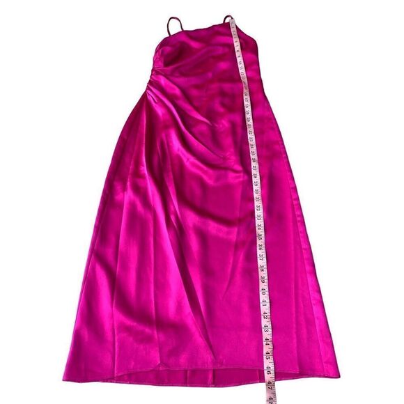 Milly Electra Satin Slip Midi Dress in Fuchsia Size 10 - Picture 11 of 16
